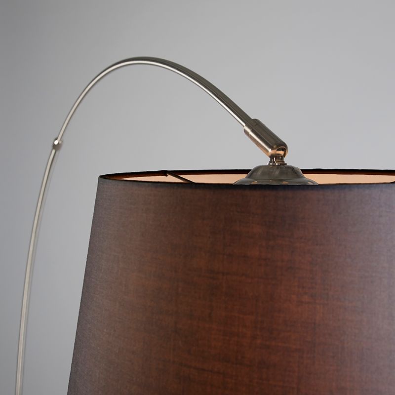 Moderne booglamp staal met zwarte stoffen kap - Arc Basic