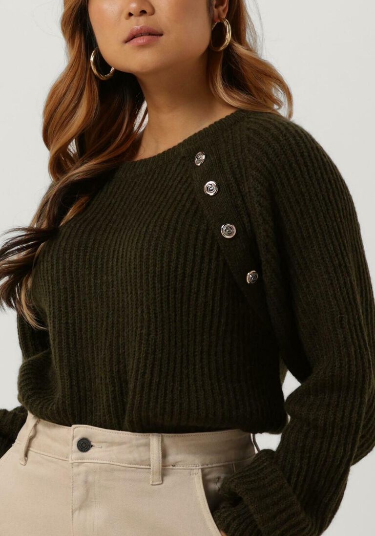 NOTRE-V groene notre-v trui knit button nv-azra