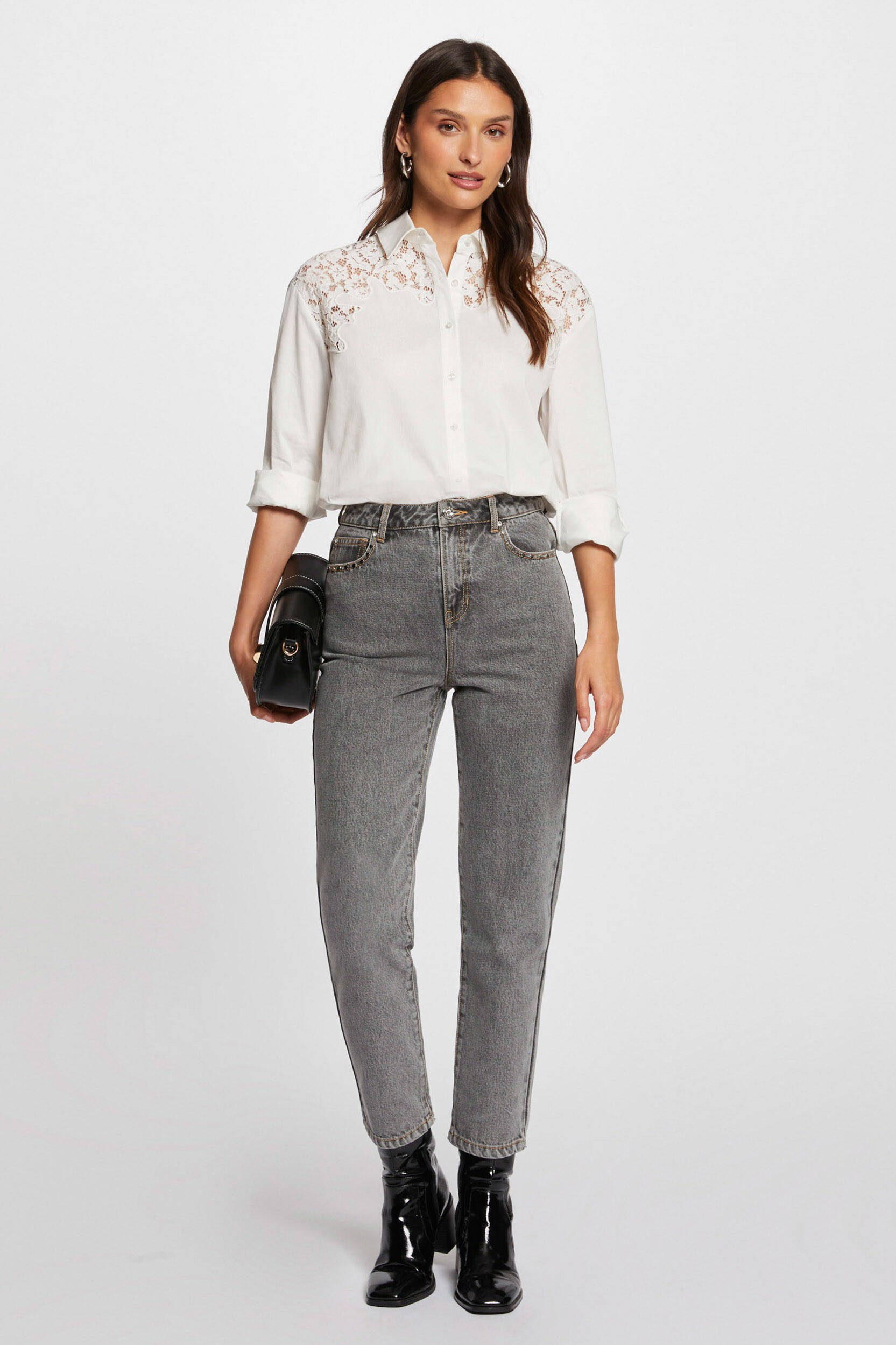 Morgan semi-transparante blouse ecru