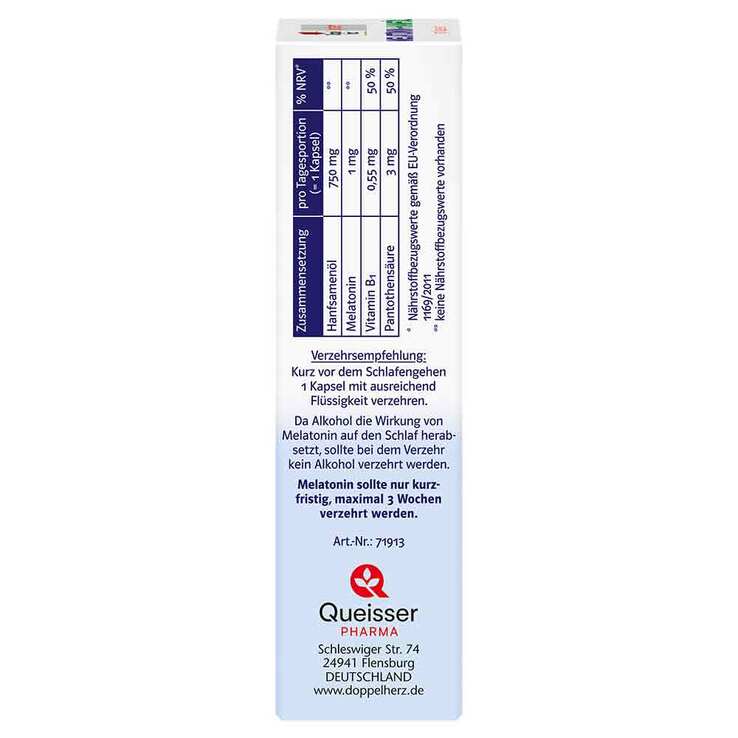 Doppelherz Melatonin + Hanföl system Kapseln, 30 St