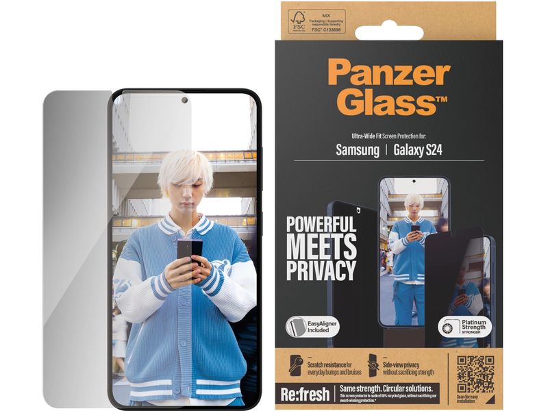 Panzerglass Displayschutz Ultra Wide Fit Privacy Galaxy S24 Display-Schutzfolie für das Samsung Galaxy S24 mit Applicator