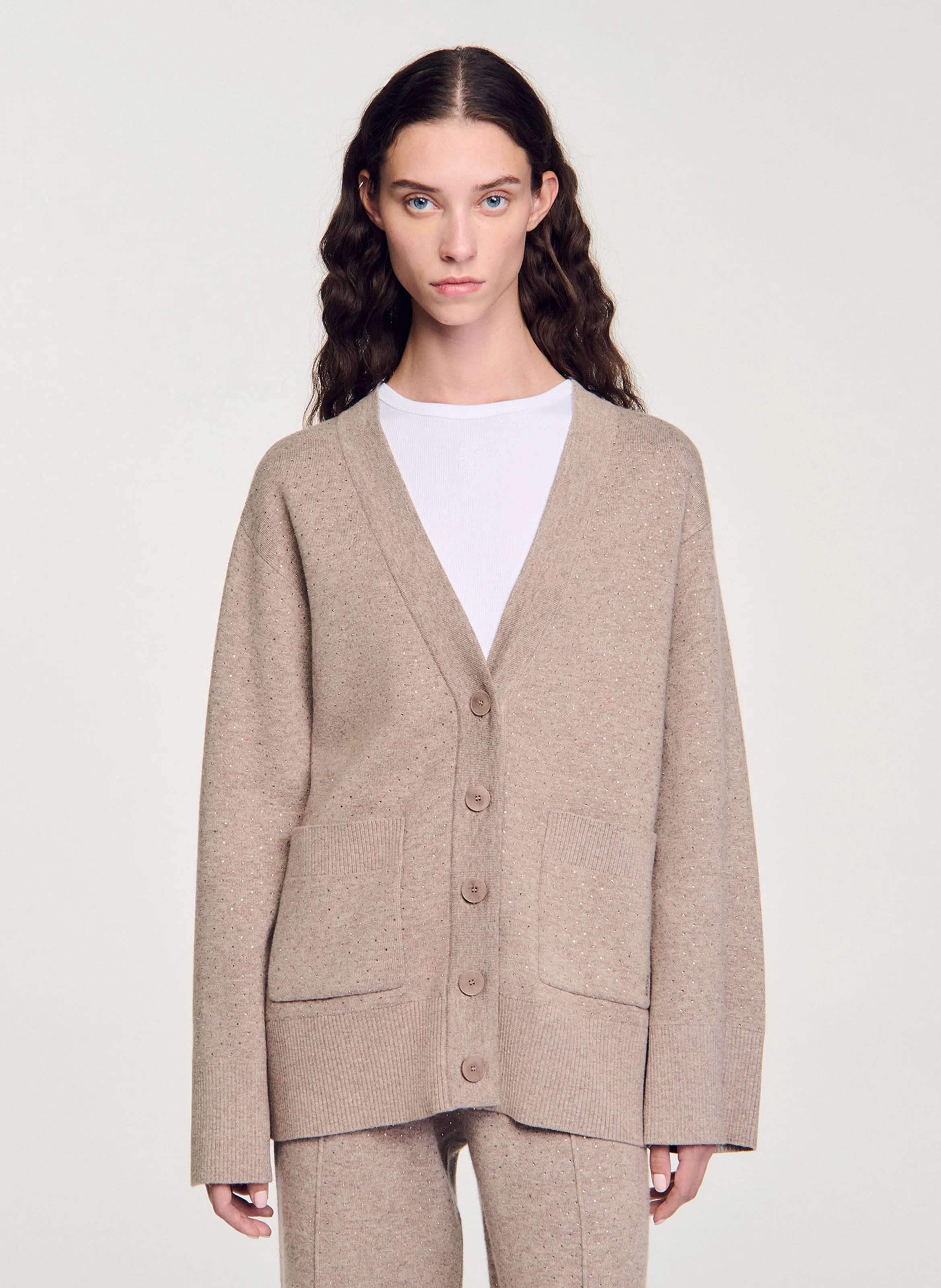 Cardigan ample en maille | Beige