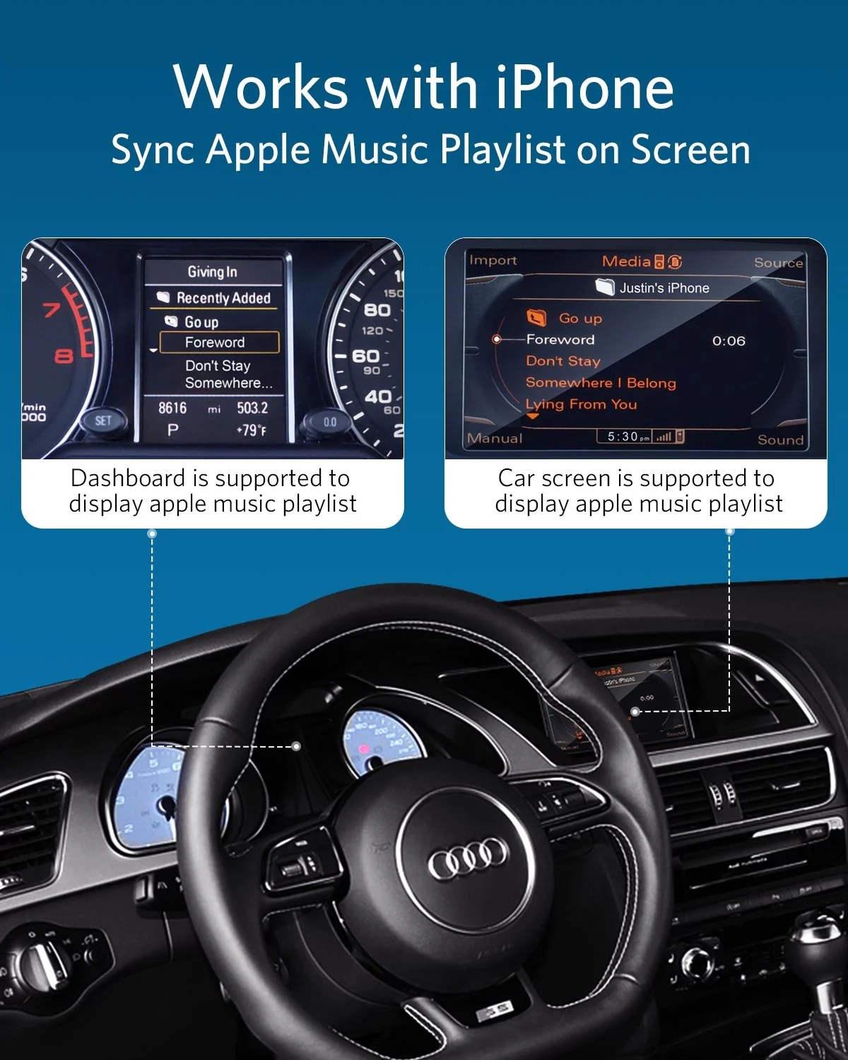 Airdual-300A Auto KFZ AMI Bluetooth Musik Adapter kompatibel mit VW / Audi / Mercedes-Benz MMI MDI Schnittstelle - Silber