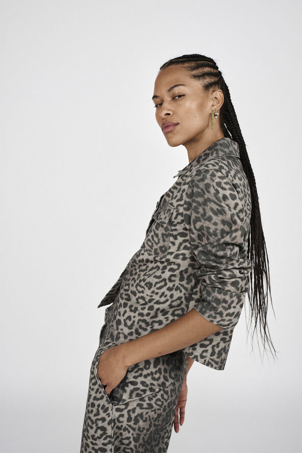 Rabens Saloner Leopard print short jacket - Aleksa Snow leopard