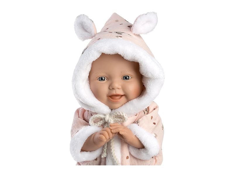 Llorens Babypuppe mit Overall rosa 32 cm Newborn-Puppe mit weichem Stoffkörper