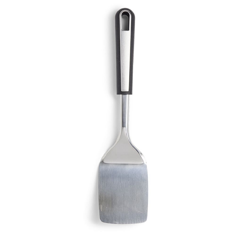 Spatule de cuisine en inox avec manche en plastique noir L.31cm