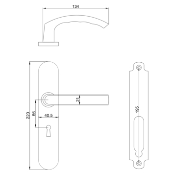 Karwei deurkruk set Lorenzo ovaal schild sleutelgat 56 mm RVS look aluminium