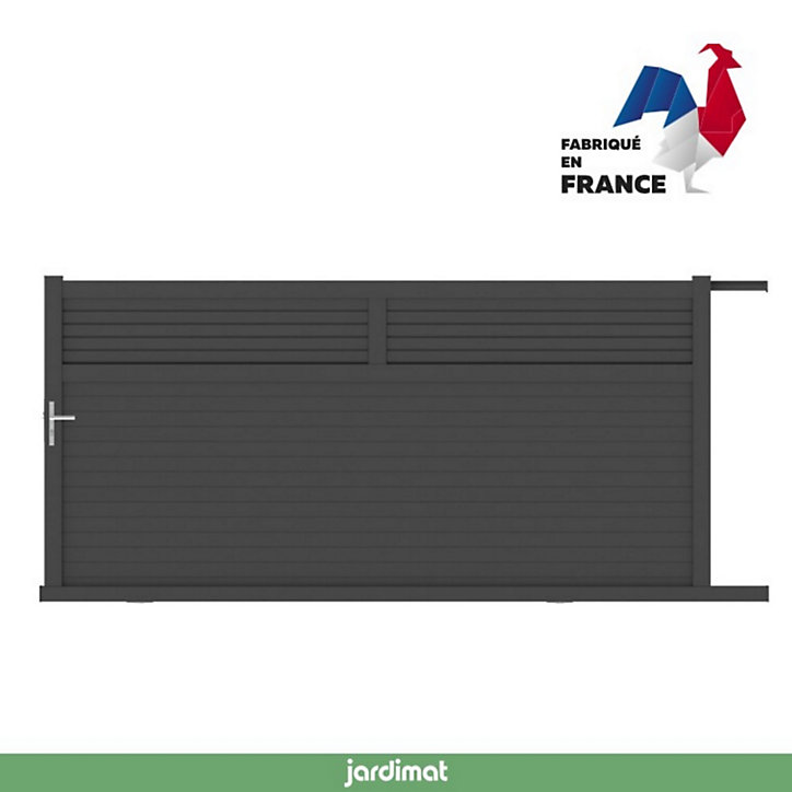 Portail Jardimat coulissant aluminium Annoire noir - 400 x h.175 cm