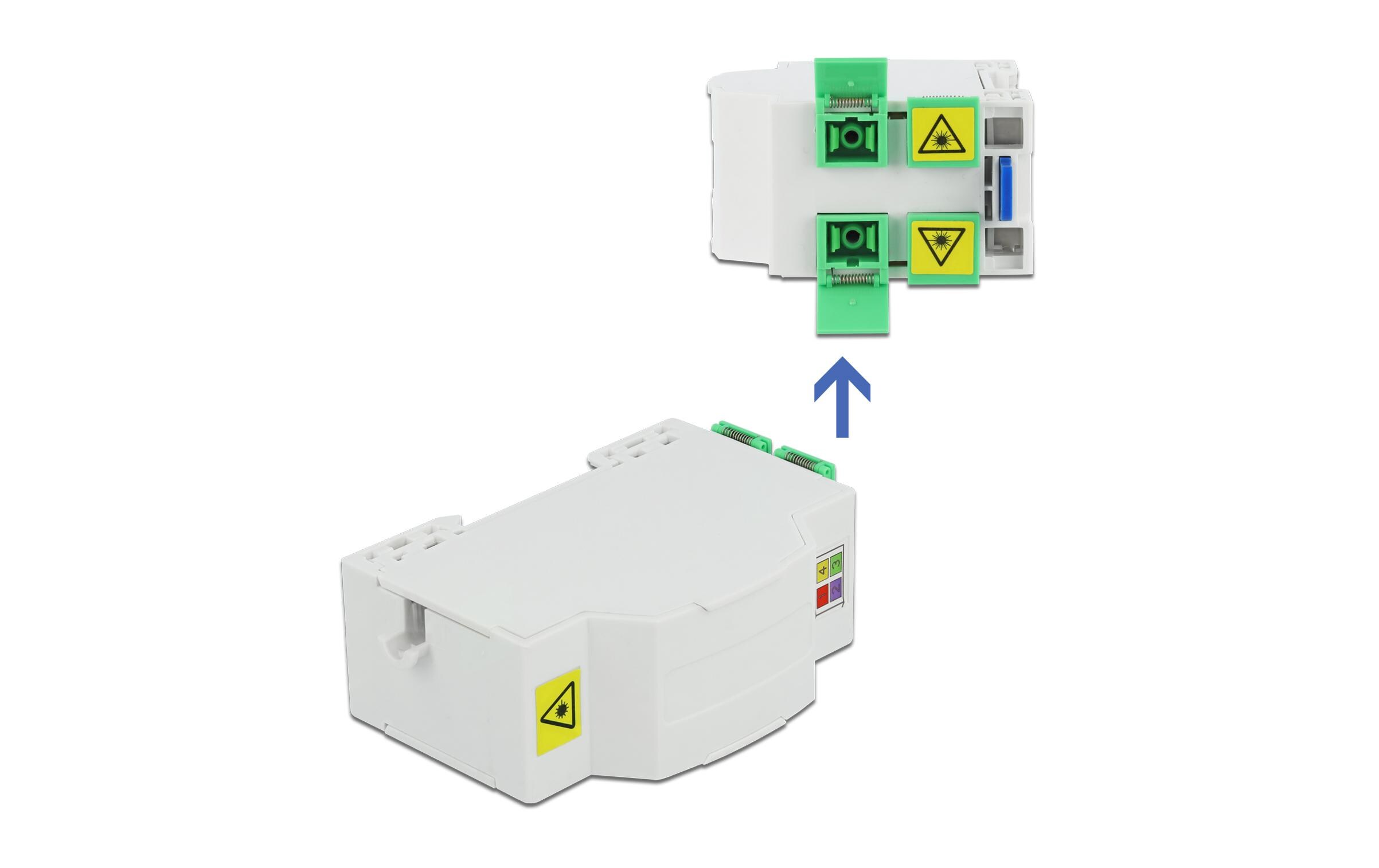 LWL Anschlussdose für Hutschiene 4x SC/LC weissDelock LWL Anschlussdose für Hutschiene 4 x SC Simplex oder LC Duplex