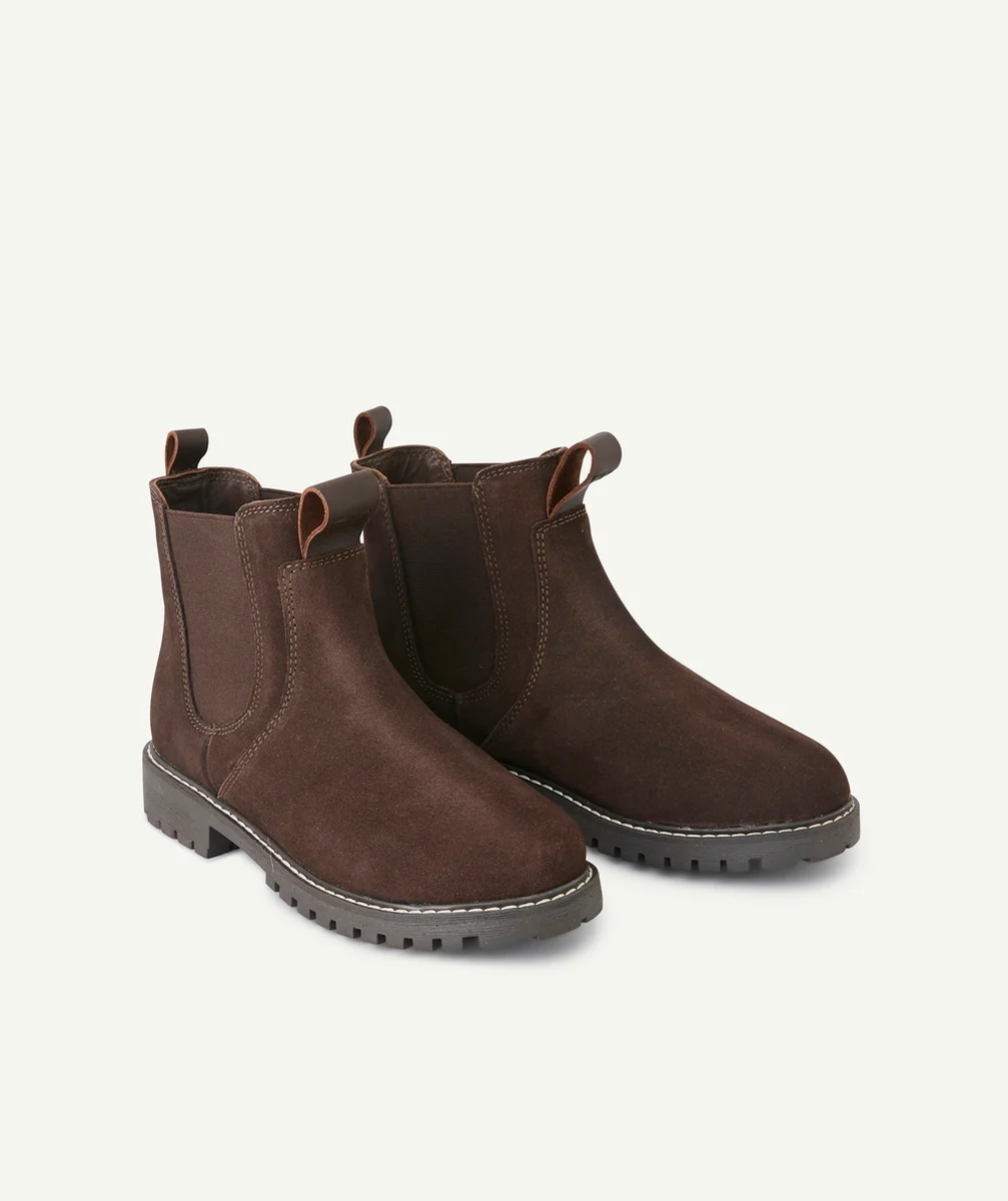 BOTTINES GARÇON EN CUIR MARRON