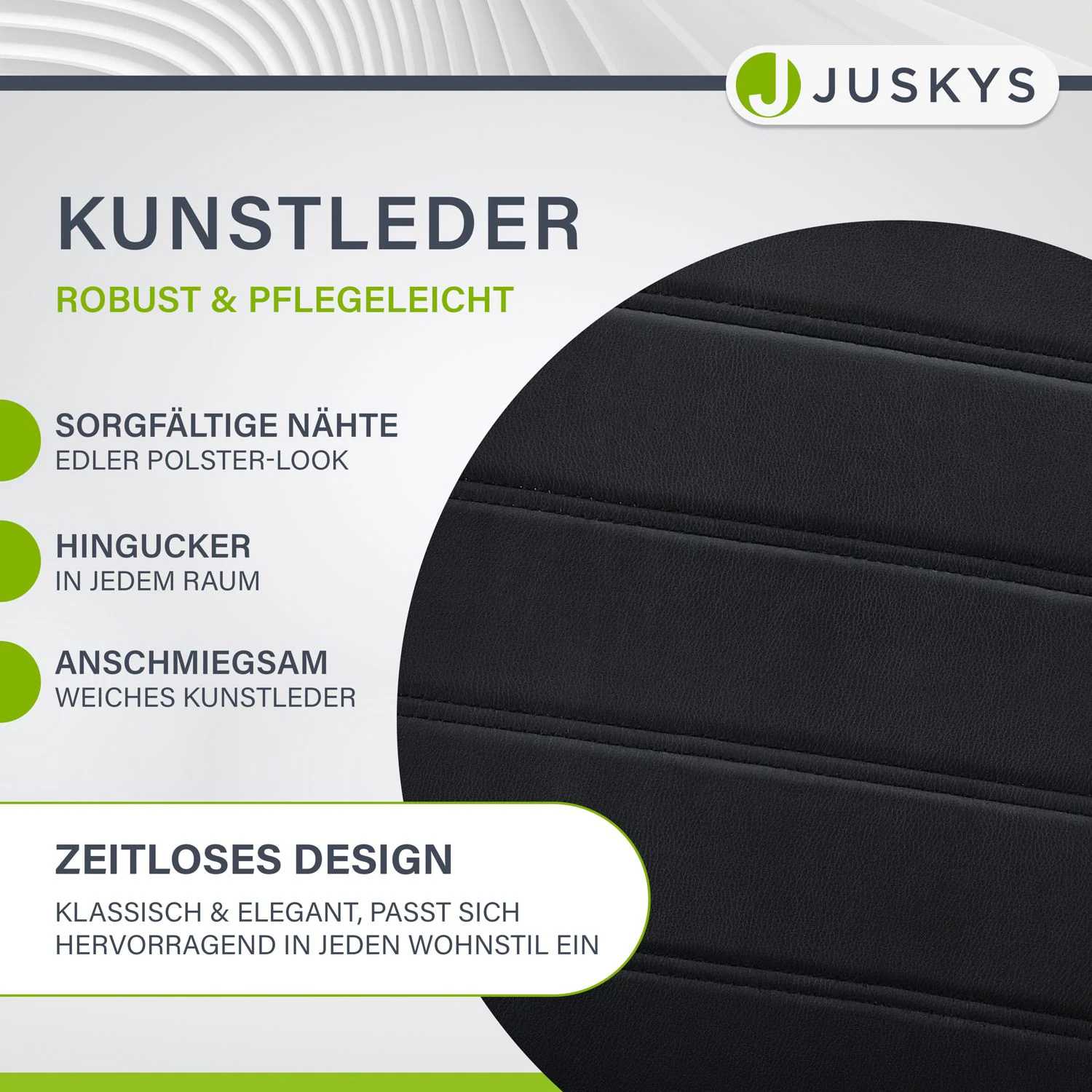 Juskys Freischwinger Schwingstuhl Vegas 2er Set mit Metall-Gestell & Bezug aus Kunstleder in Schwarz