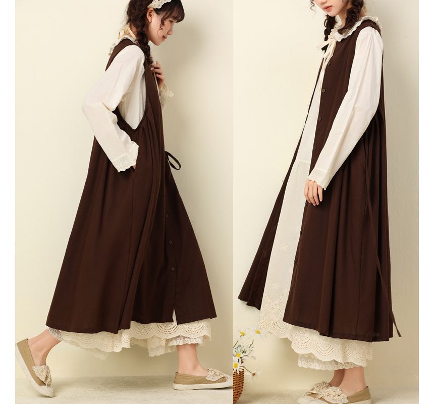 Santeh - Effen midi-vest met knoopjes