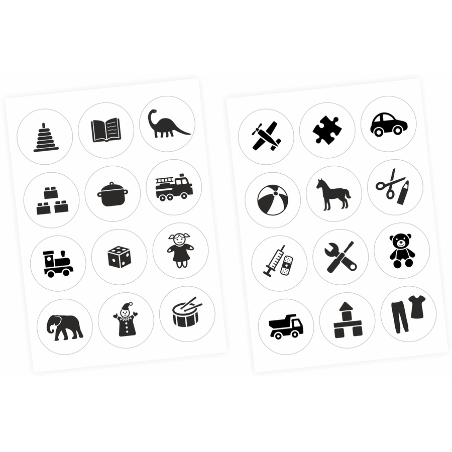 Nikima Möbelaufkleber Ordnungssticker für Spielzeug SCHWARZ WEISS schwarz