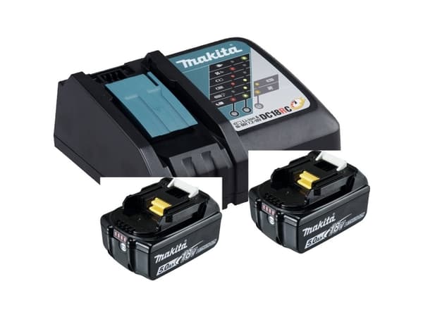 Makita DC18RC - Batterilader + batteri 2 x - Li-Ion - 5 Ah - 90 Wh - 1 x batterier lades