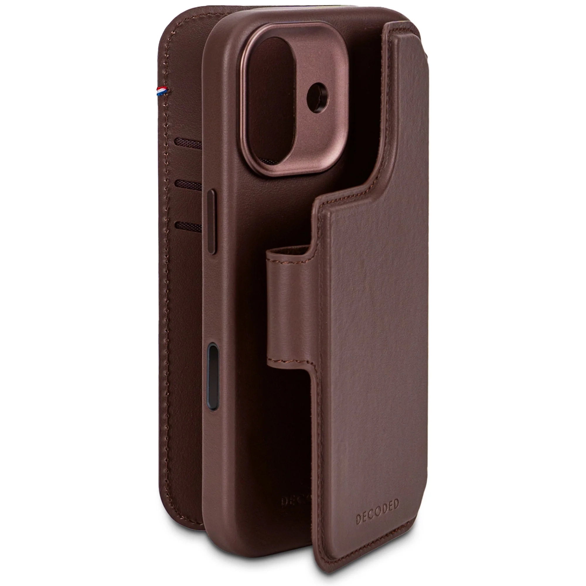 2in1 iPhone 17 MagSafe Echtleder Magnet Wallet Case Tasche Flip Cover (D26IPO17DW5CN) - Braun