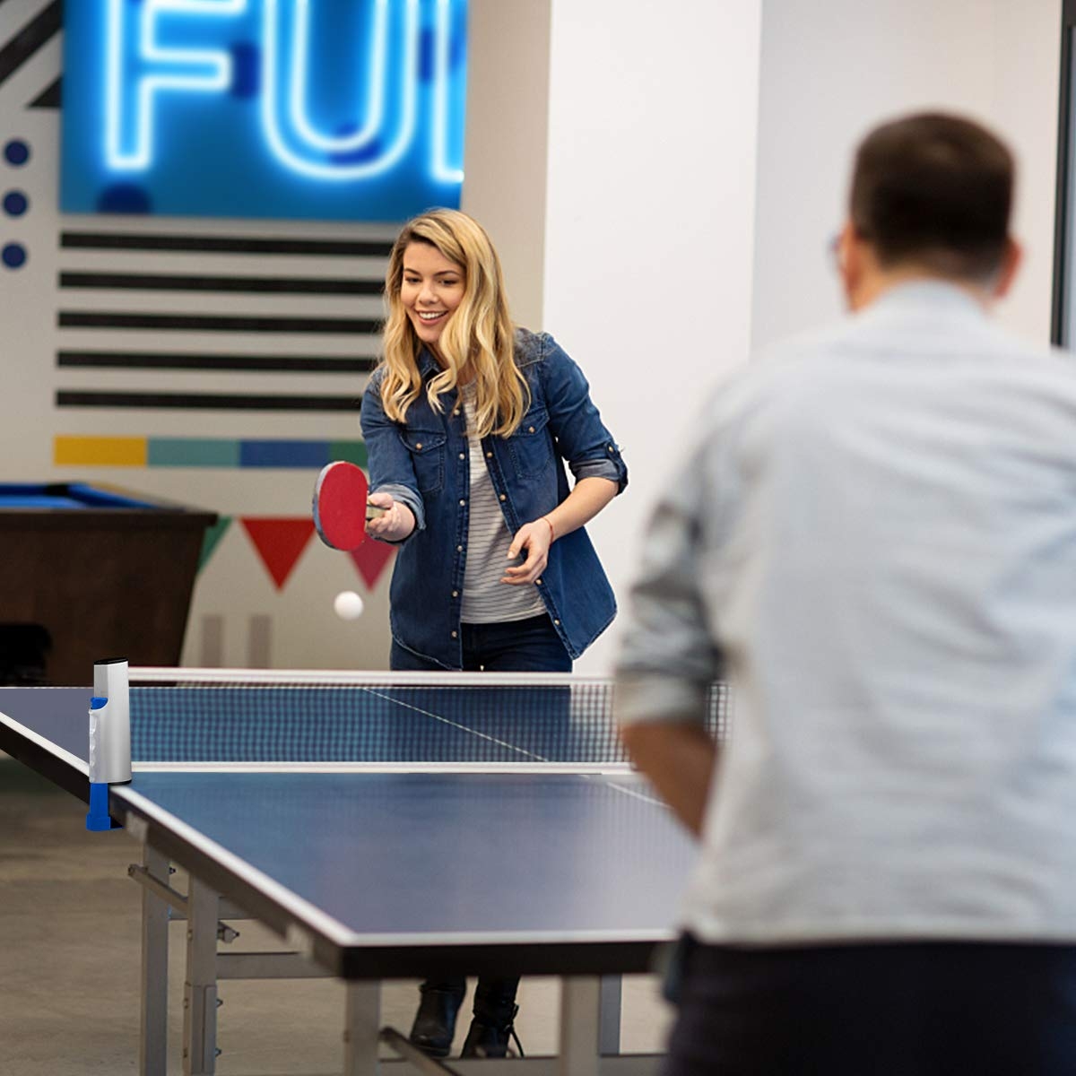 Tragbares Tischtennis Ping Pong Netz Ausziehbar bis zu 177 cm (Indoor/Outdoor)