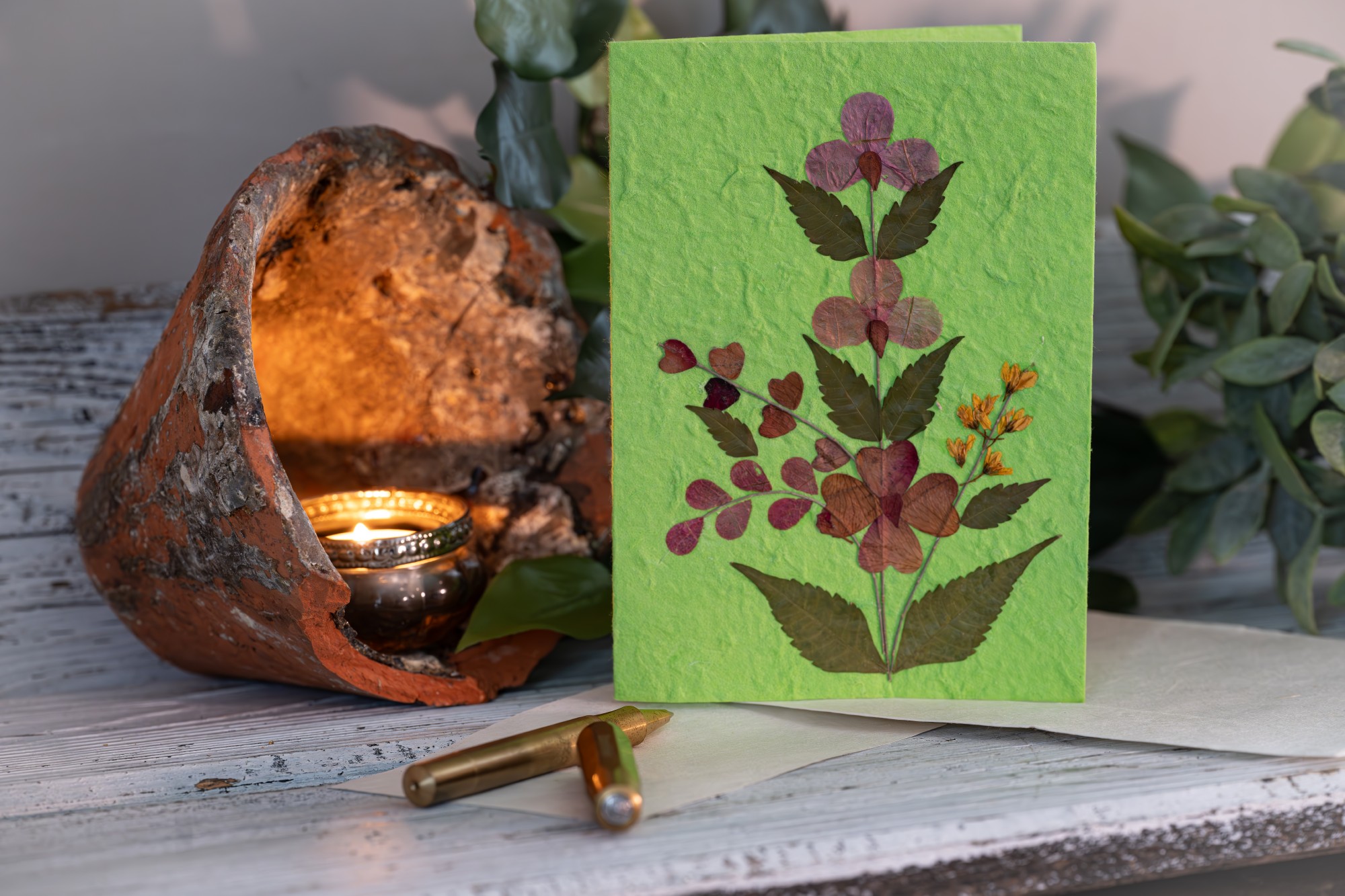 Grußkarte 'Blume', grün, T 17,5 cm, B 12 cm günstig bestellen