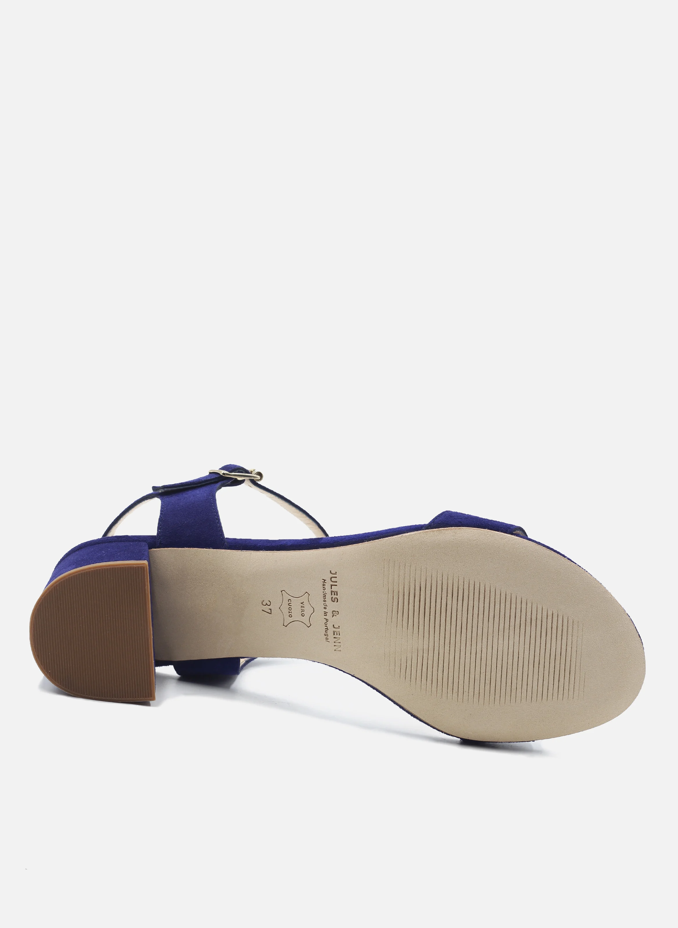 Sandales moyen talon cuir daim | Bleu