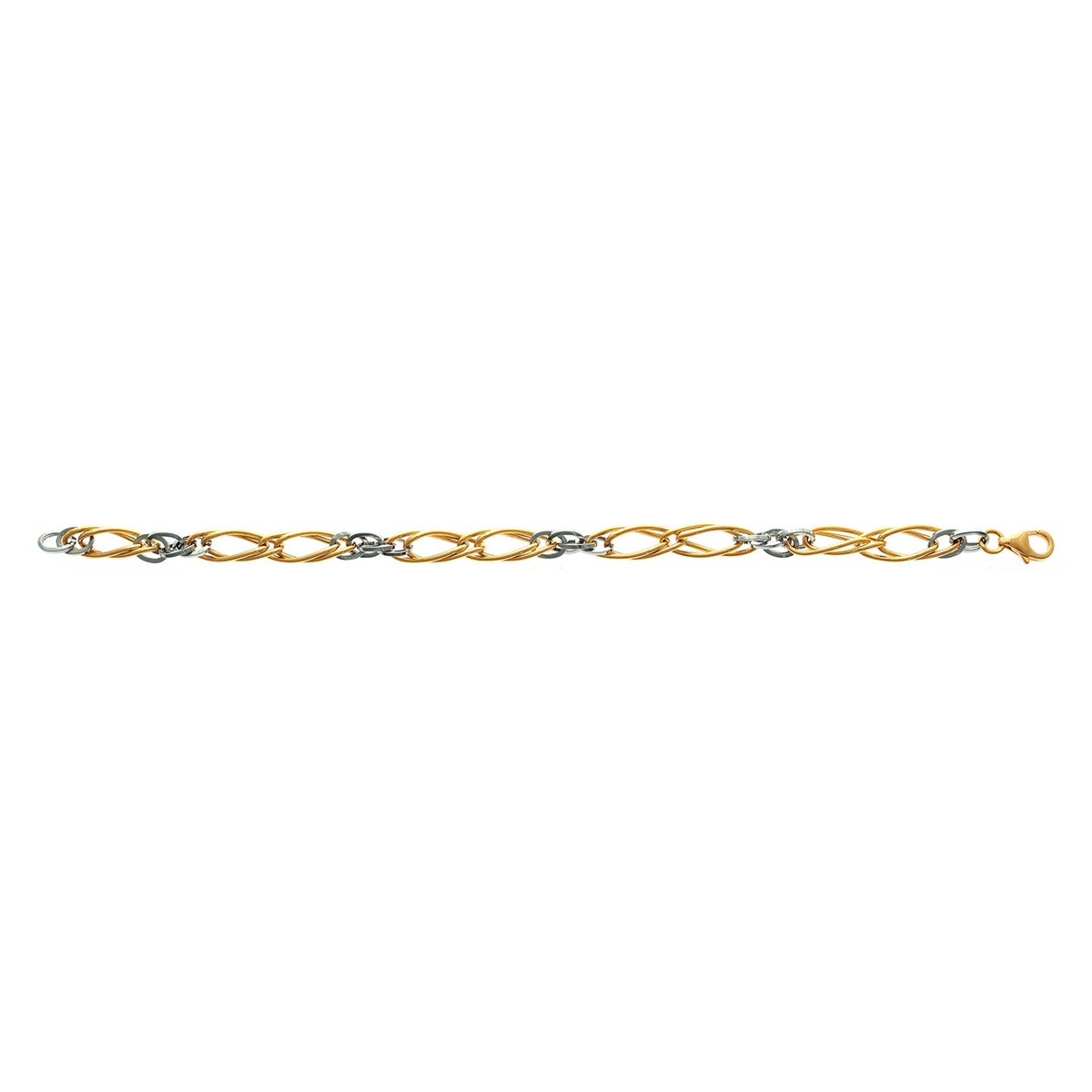 Bracelet or bicolore mailles ovales alternées