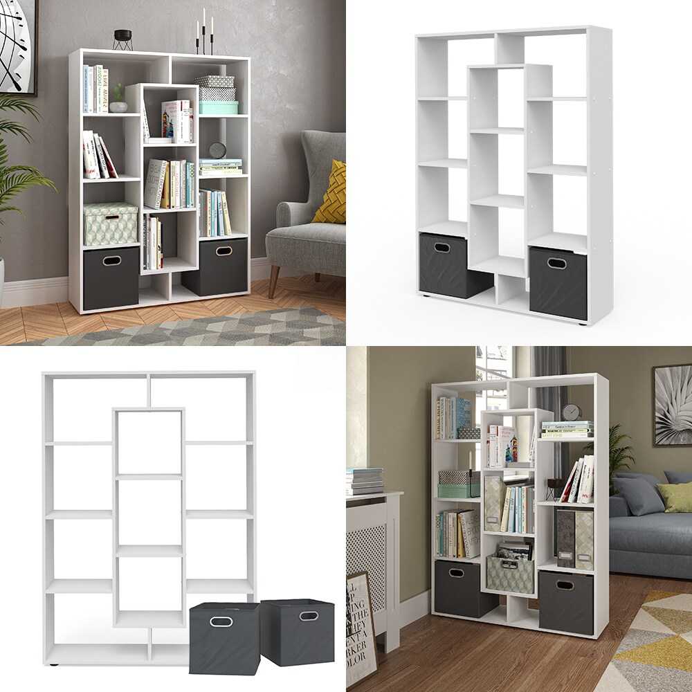 Vicco Raumteiler Bücherregal Standregal Weiß Fächer Aktenregal Hochregal Faltbox