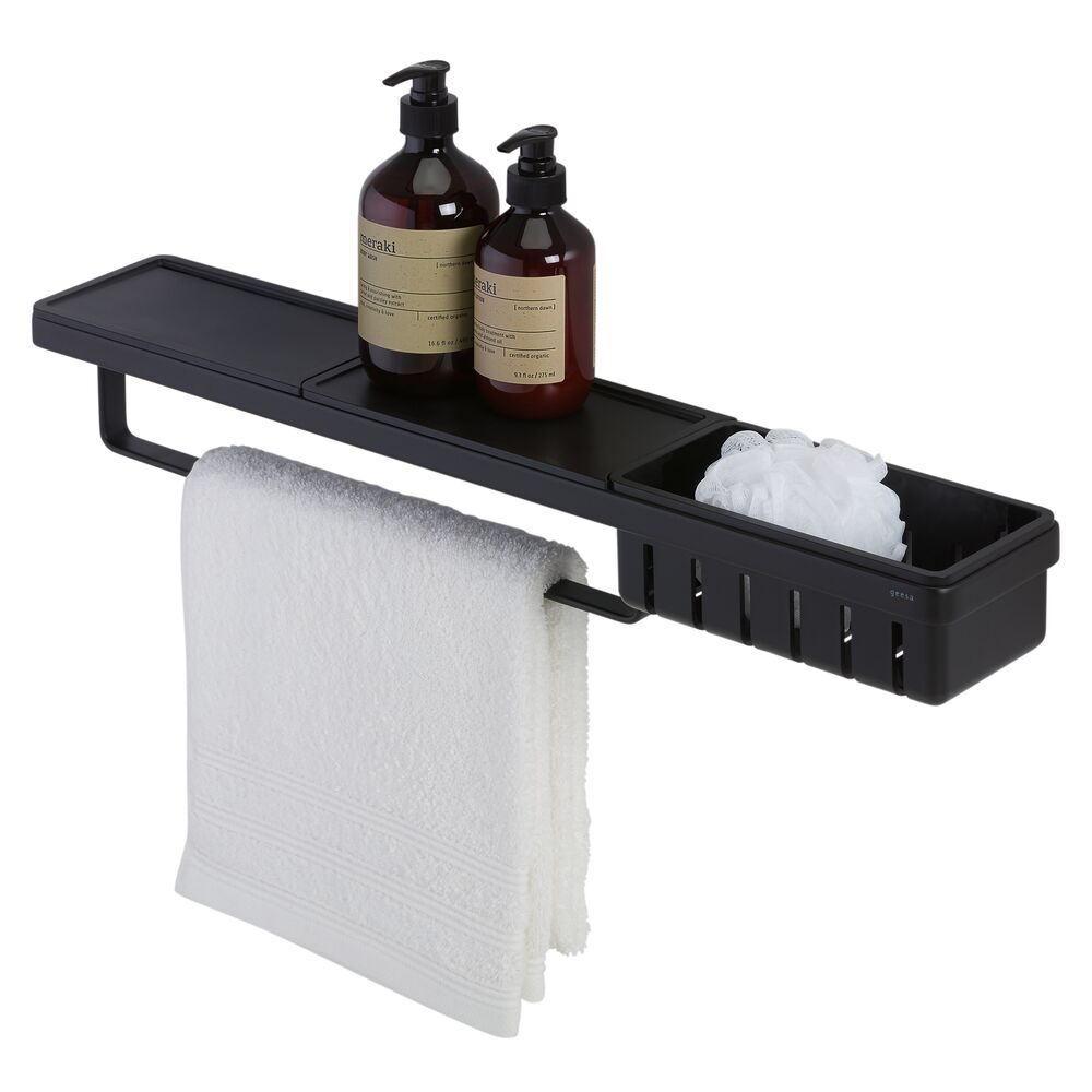 Geesa Frame planchet met handdoekrek en douchemand zwart