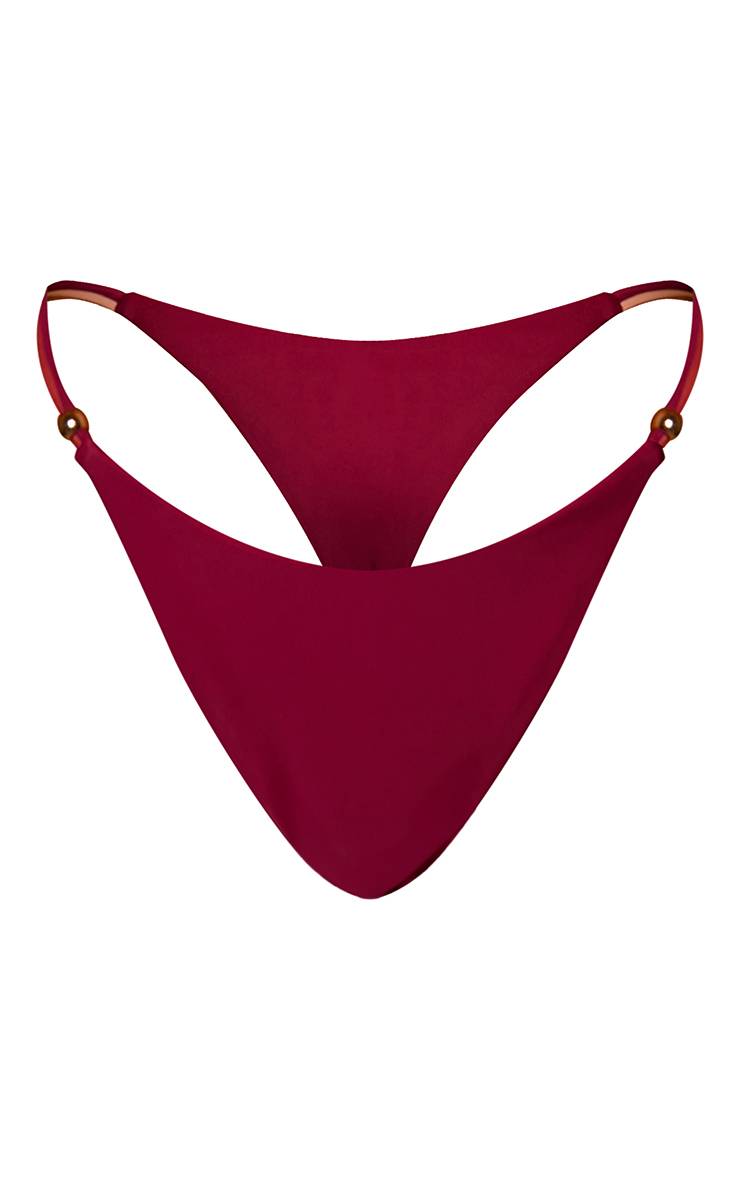Prune Bas De Bikini Tanga À Imprimé Contrasté