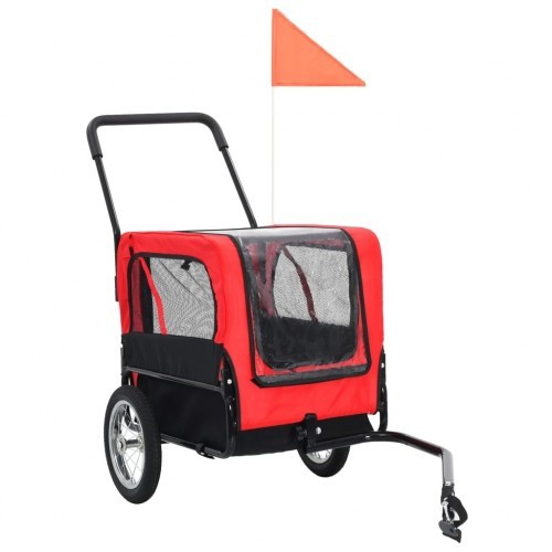 Reboque 2 em 1 para bicicletas para animais de estimação, vermelho