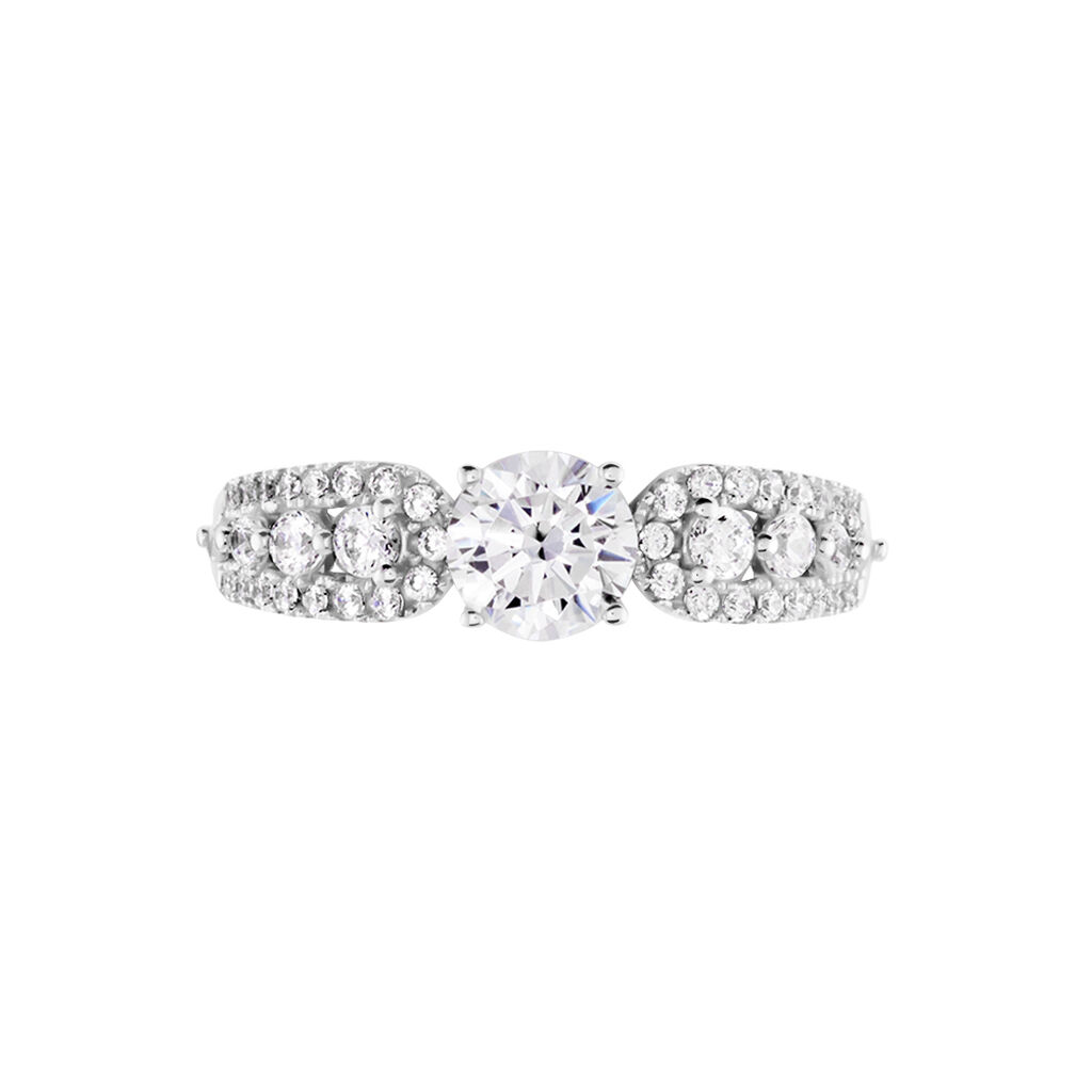 Bague Solitaire Sarah Or Blanc Oxyde De Zirconium