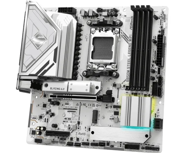 ASRock B850M STEEL LEGEND WIFI - Bundkort - micro ATX - Socket AM5 - AMD B850 Chipset - USB 3.2 Gen 2, USB-C 3.2 Gen2, USB 3.2 Gen 1 - 2.5 Gigabit LAN, Wi-Fi 7, Bluetooth - onboard grafik (CPU påkrævet) - HD Audio (8-kanaler)