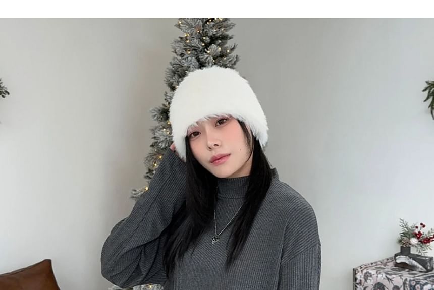 SeoulPop - Unisex geribbelde top met lange mouwen en mock-neck