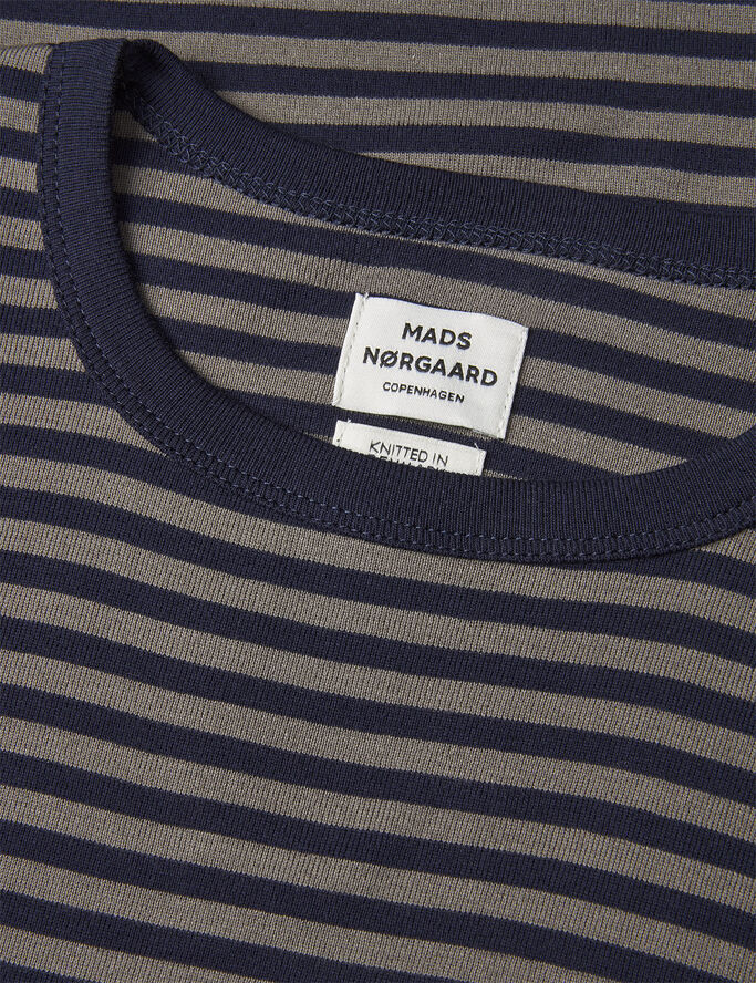 Mads Nørgaard - Copenhagen Duo Rib Tobino Tee LS Grå blå striber