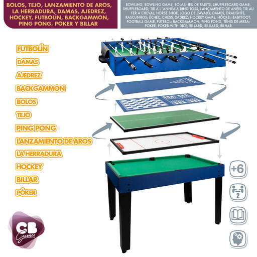 Mesa de bilhar multifuncional 12 em 1 da CB Games