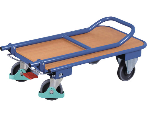 Transportwagen met inklapbare handgreep Classic-Line 900x600 mm staalblauw draagvermogen 250 kg