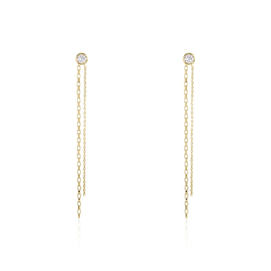 Boucles D'oreilles Pendantes Aenor Plaqué Or Jaune Oxyde De Zirconium