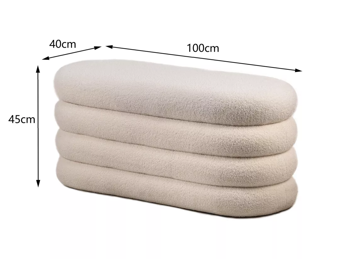 Banc avec rangement en bouclettes blanches