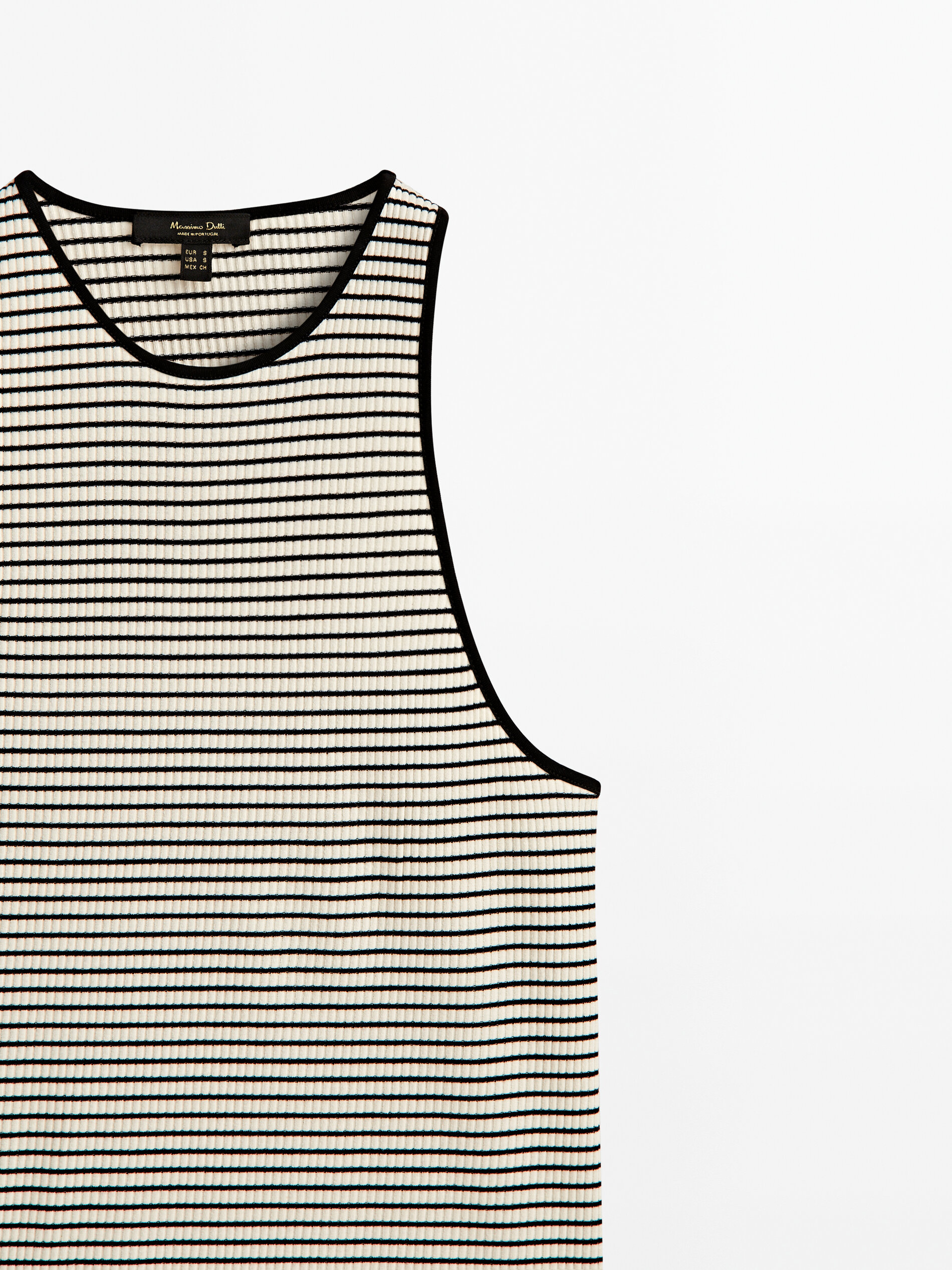 Camiseta rayas algodón sin mangas - RAW