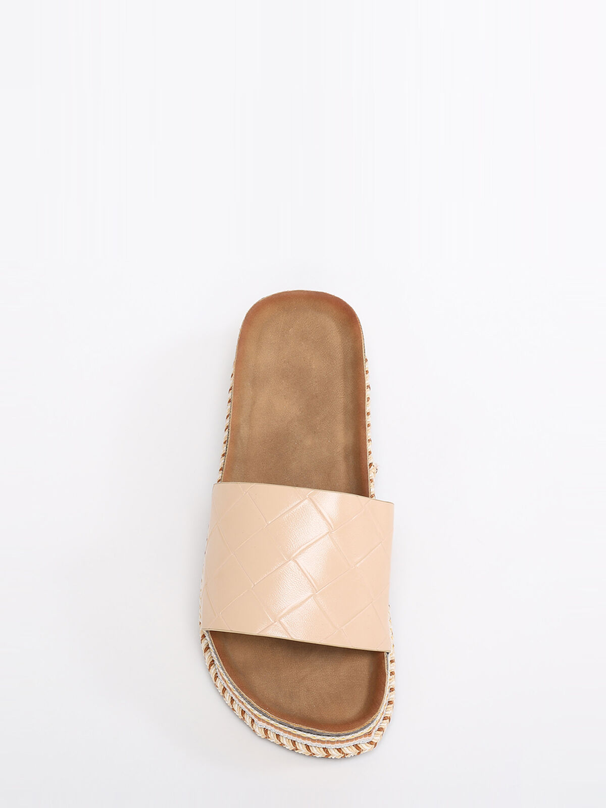 Mules à plateforme ethnique et strass- Beige
