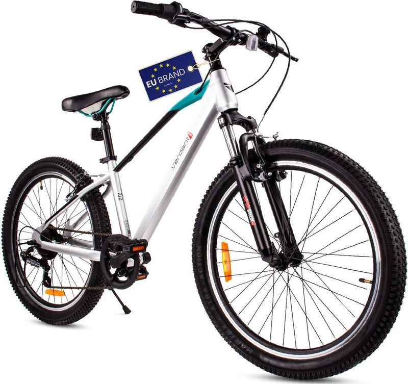 Verdant Bike - Kinderfiets - Zilver - 24 inch - 7 Versnellingen Shimano - Met Schokdemper