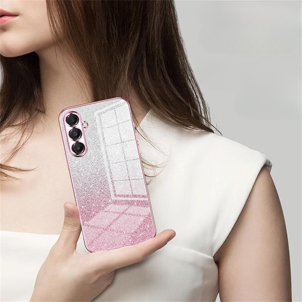 Samsung Galaxy A17 Gummi Case Schutzhülle im Glitzer Design - Blau / Silber