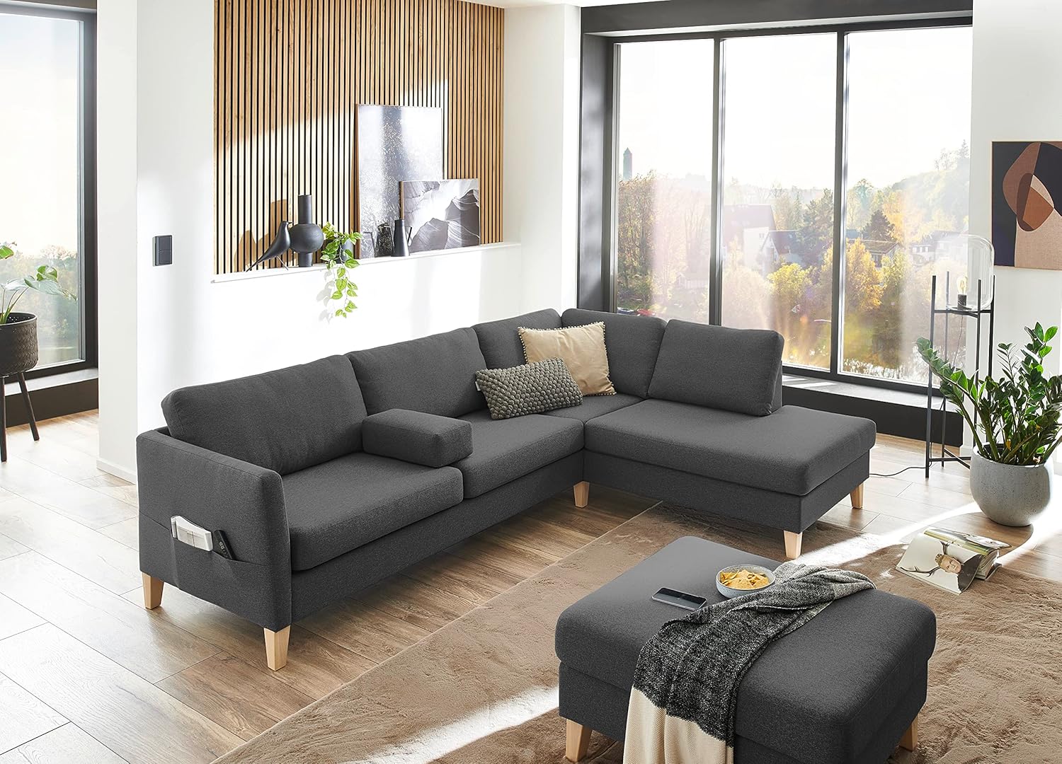 Atlantic Home Collection Ecksofa mit Ottomane rechts