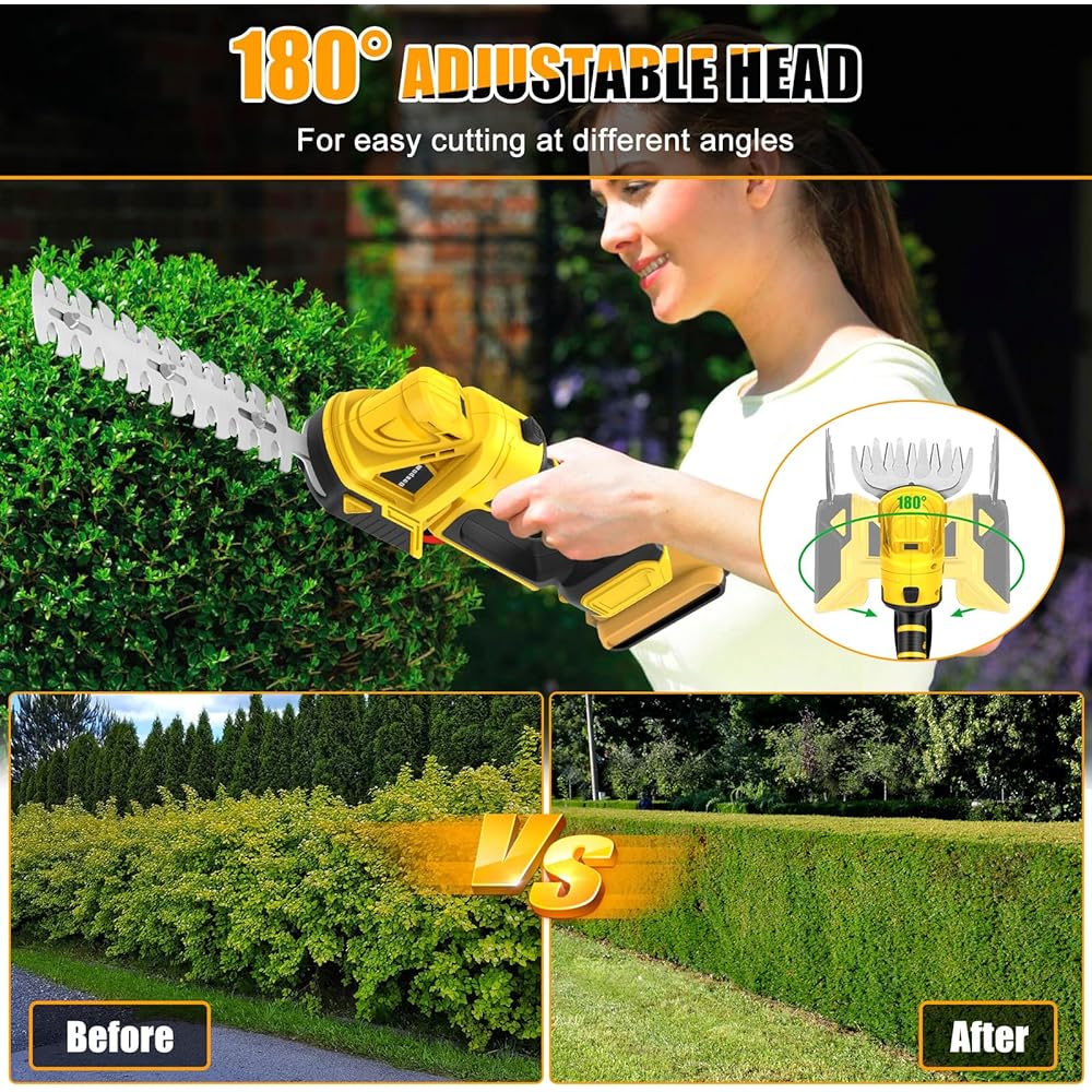 Taille-haie et cisaille à Gazon sans Fil 2 en 1, Cisaille à Gazon et Arbustes Compatible avec Dewalt 20V Batterie, Cisaille haie avec 2 Lames pour Tailler Les arbustes et l'herbe (sans Batterie) : Jardin