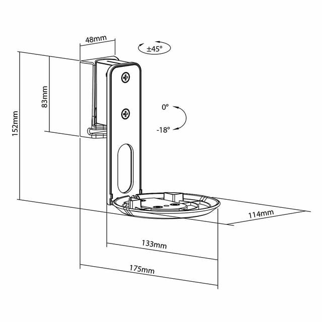 Nedis Speaker Mount | Kompatibel med: Sonos® Era100 | Væg | 3 kg | Swivel / Tilt | Vipbar | Kan drejes | ABS / Metal | Hvid