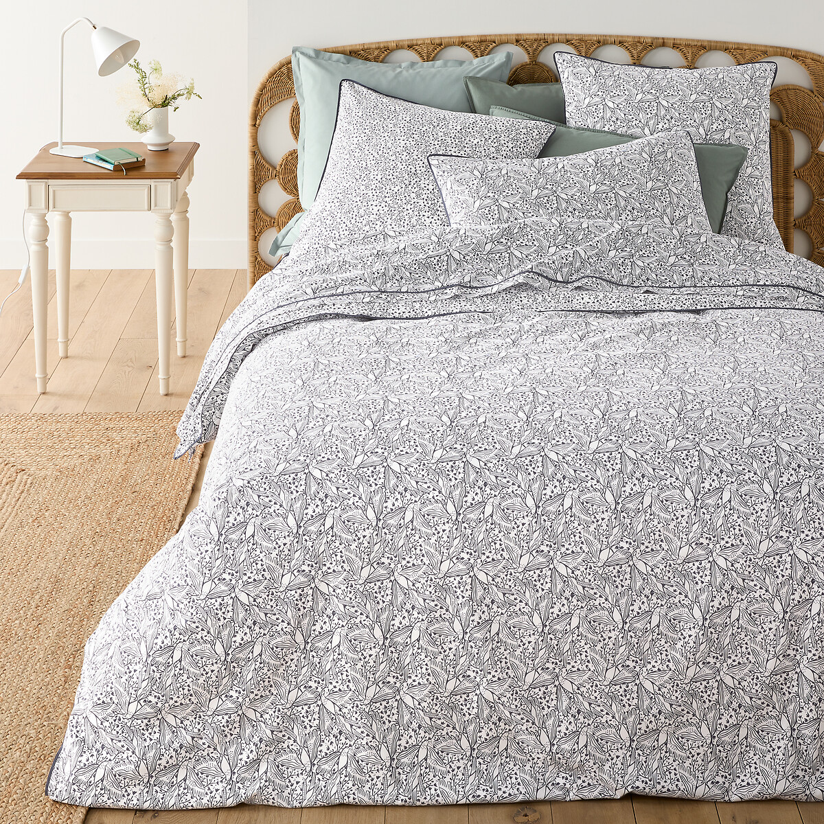 LA REDOUTE INTERIEURS<br>Lençol plano em algodão lavado, Leafbird