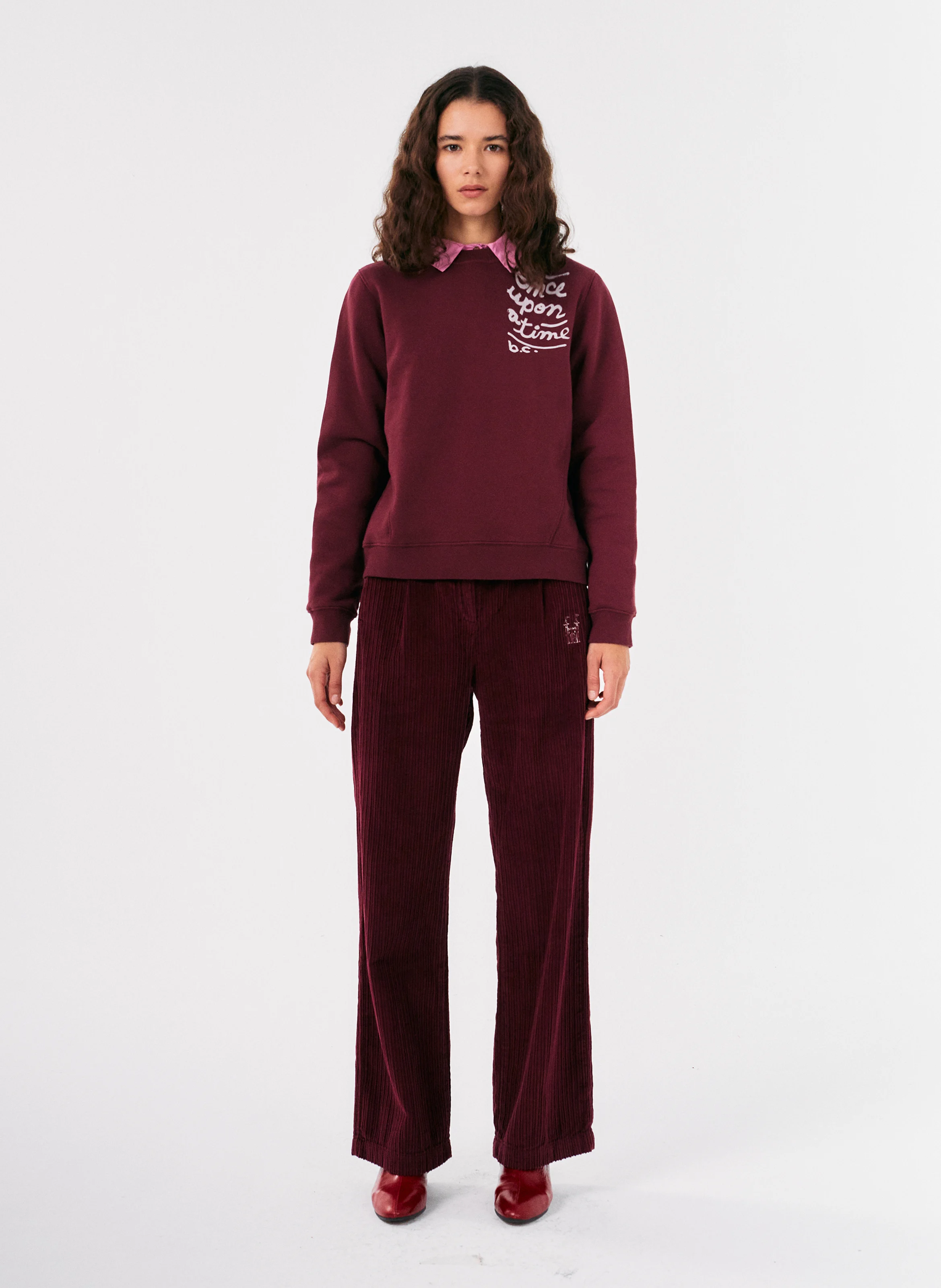 Pantalon large en coton | Rouge