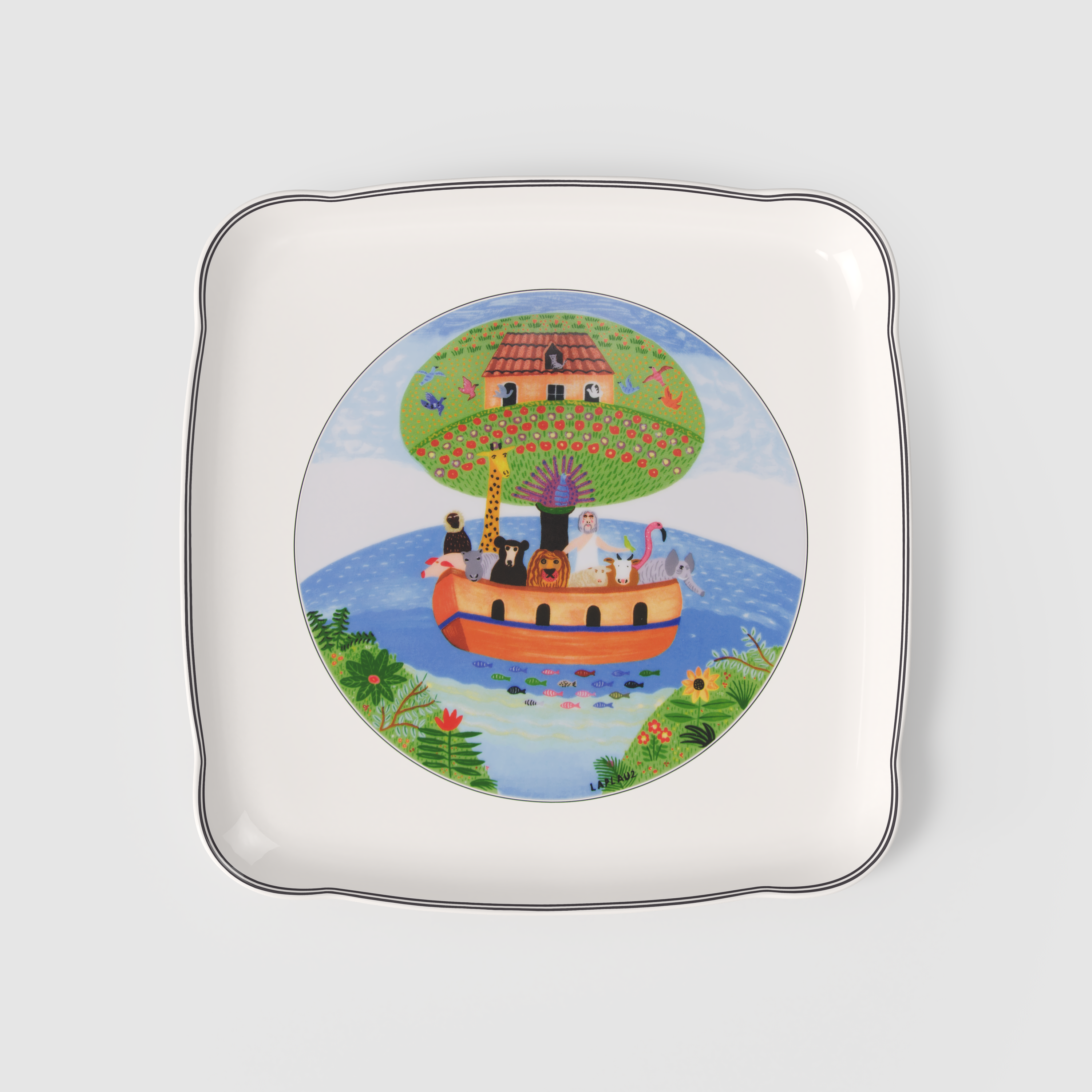 Design Naif Serving tray Multi-colored, Premium Porcelain