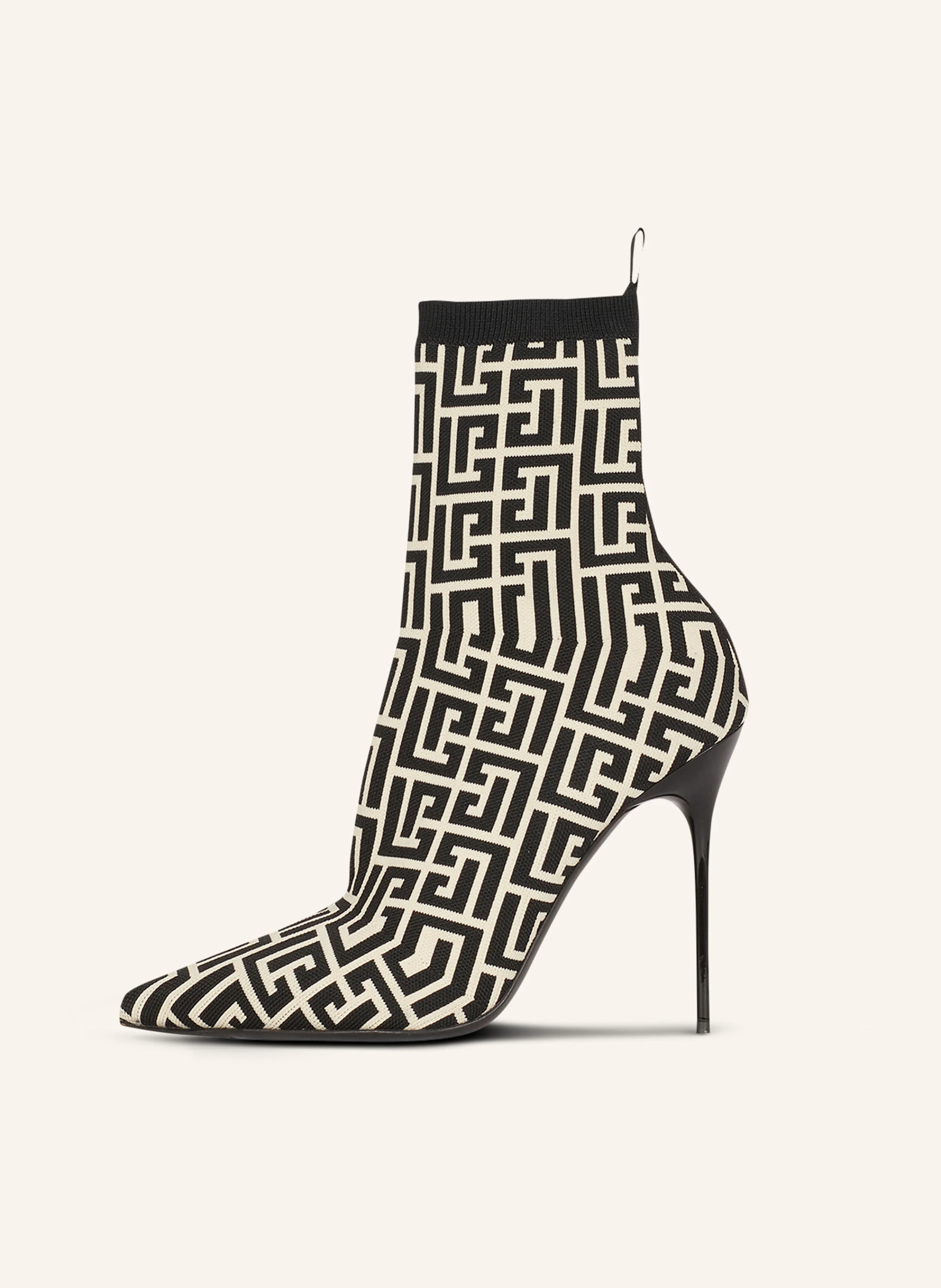 BALMAIN Zweifarbige Skye Ankle Boots aus Stretch-Strick mit Balmain-Monogramm