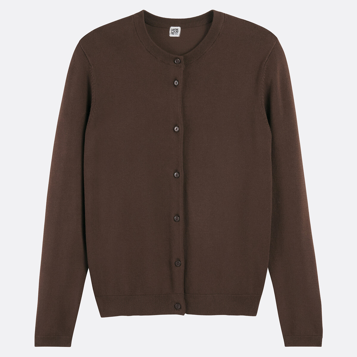 COLEÇÕES LA REDOUTE<br>Cardigã com fecho de botão, decote redondo, malha fina