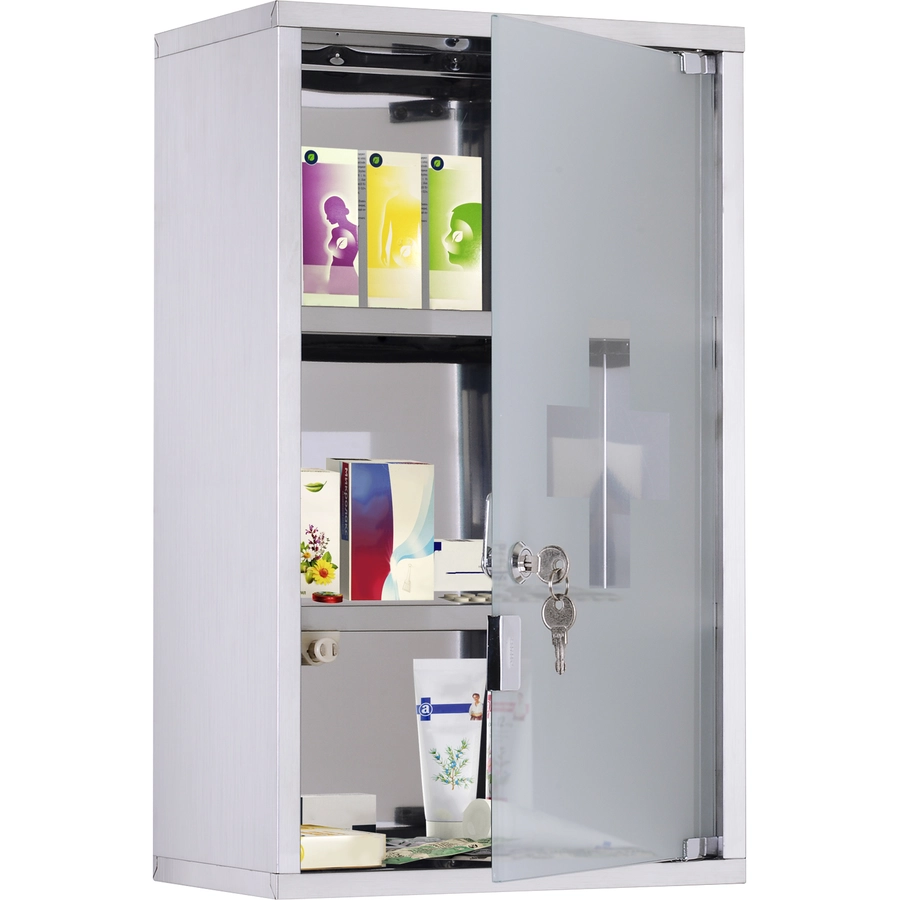 HOMCOM Medizinschrank mit 3 Fächer silber