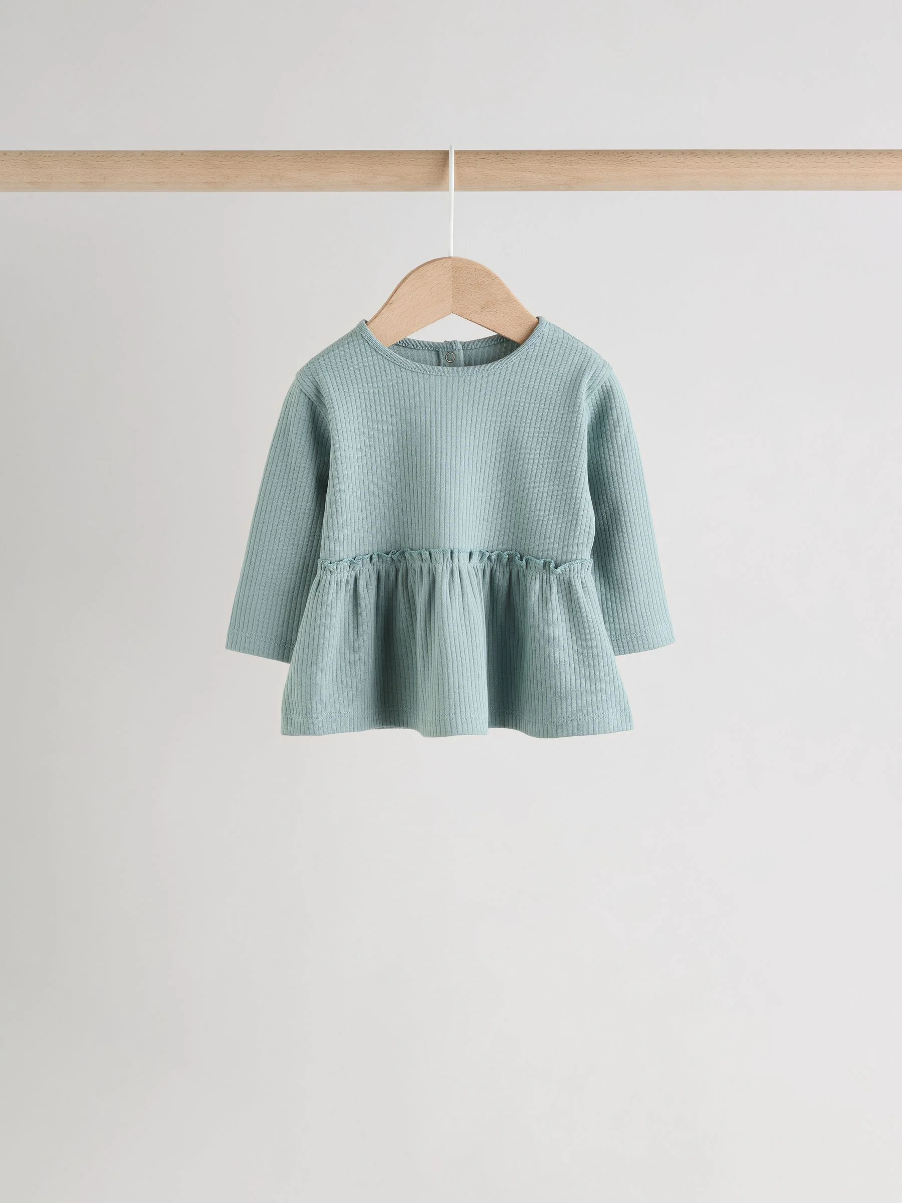 Roze - Baby Peplum Tops met Lange Mouwen 4 Pack (0mnd-2jr)