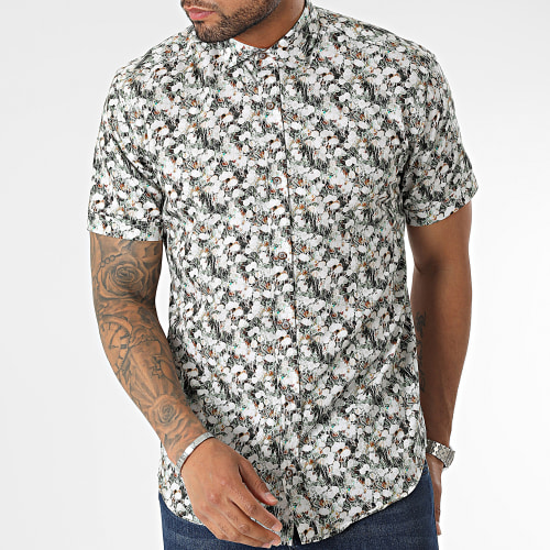 Chemise Manches Courtes Vert Blanc